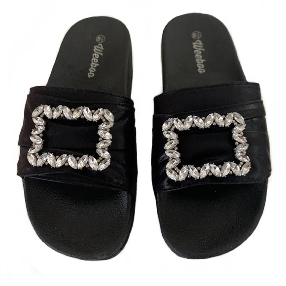 Women’s EVE Style Rhinestone Sandals Low Wedge Platform - Picture 2 of 4